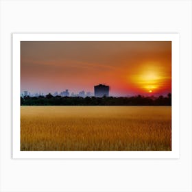 Sunset In A Wheat Field 1 Art Print