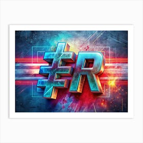 R 3d Text With Grunge And Neon Effects Art Print