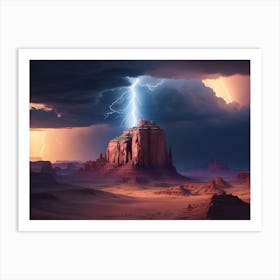 Forked Lightning Shaped Like A Mesa On The Horizon Art Print