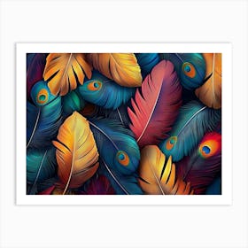 Colorful Feathers Leave 3d Abstraction Art Print