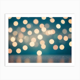 A Blue Background With A Scattering Of Blurred, Golden Lights, Creating A Festive And Celebratory Atmosphere Art Print