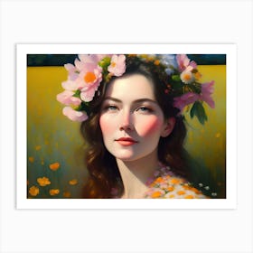 Lady With Flowers In Hair 2 Art Print