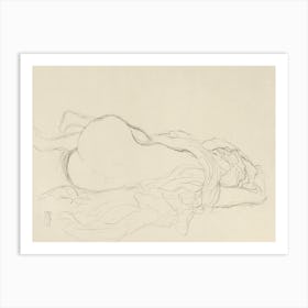 Reclining Nude With Drapery, Back View 1, Gustav Klimt Art Print