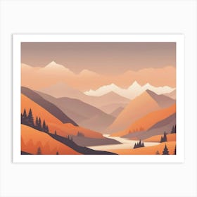 Misty mountains horizontal background in orange tone 7 Art Print