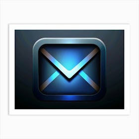 Metallic Blue Email Icon With Glowing Effect Art Print