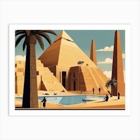 Vintage Cubism Pyramids Of Giza Art Print