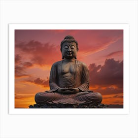 Buddha Statue At Sunset 2 Art Print