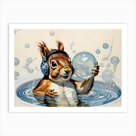 Sweet Squirrel In A Bubble bath Art Print