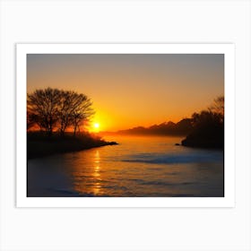 Sunrise Over River Art Print