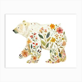 Little Floral Polar Bear 3 Art Print