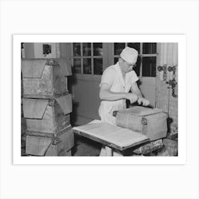 Putting Layer Of Waxed Paper Over Tub Of Butter At The Dairymen S Cooperative Creamery, Caldwell, Canyon County Art Print