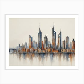 abstract cubist Cityscape of Frankfurt a. Main Art Print