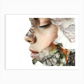 Portrait Of A Woman Marble Collage 2 Art Print