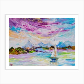 Sailing in colorful lands Art Print