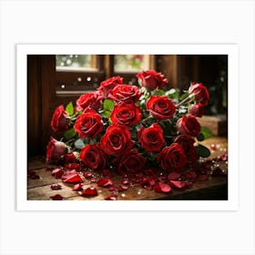 4photoreal An Incredibly Detailed 16k Image Of A Bouquet Of Red 0 Art Print