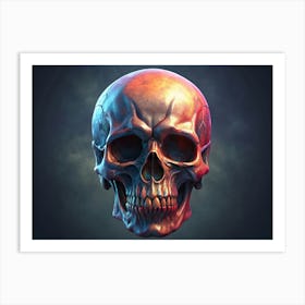 Human Skull With Colorful Glowing Eyes Art Print