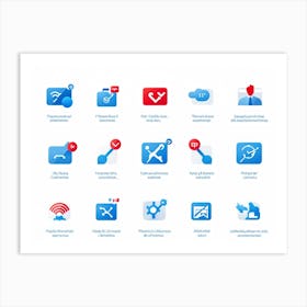 Collection Of Mobile Technology And Communication Icons Specifically Designed For A Web Based Platfo (1) Art Print