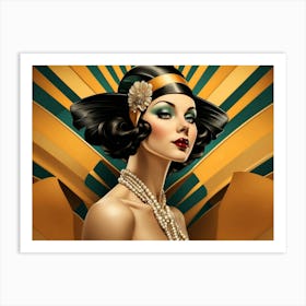 Vintage Art Deco Woman 2 Art Print