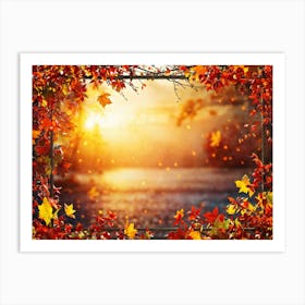 Autumn Themed Frame Showcasing An Explosion Of Vibrant Foliage Hues Ranging From Deep Reds To Warm (1) Art Print