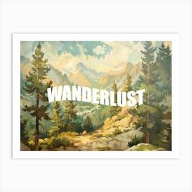 White Wanderlust Poster Vintage Wooded Pines 8 Art Print