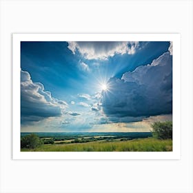 A Landscape Composition During Spring Transformation Into Summer Cumulus Clouds Dominating The High (2) Art Print