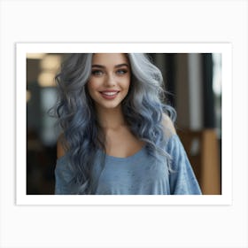 Blue Haired Girl 1 Art Print