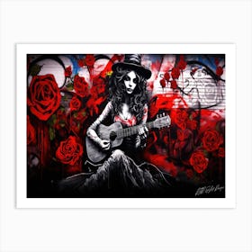 Witches And Music Love 17 - Girl With A Guitar Art Print