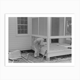 Southeast Missouri Farms Project, House Erection, Placing Bulkhead On Rear Screen Porches By Russell Lee Art Print