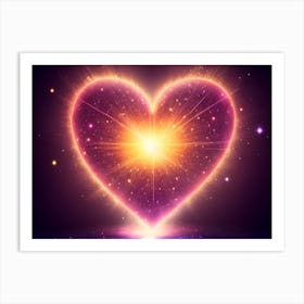 A Colorful Glowing Heart On A Dark Background Horizontal Composition 65 Art Print