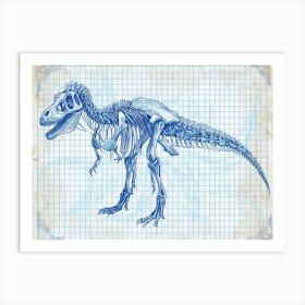 Nodosaurus Dinosaur Skeleton Blueprint Art Print