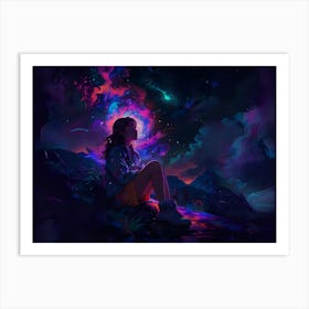 Girl In Space 2 Art Print