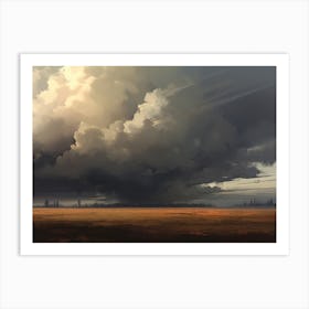 Storm Clouds Over Field Vintage Art Print