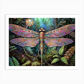 Dragonfly Blue Eyed Darner Bright Colours 2 Art Print