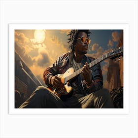 Guitar Player In A City 6 Art Print