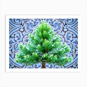 Pine Tree In Front Of Mosaic Art Print