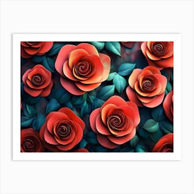 3d Roses Abstraction 1 Art Print