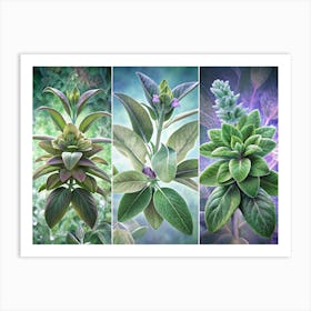 Collage Of Green Plants Art Print