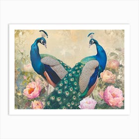 Floral Animal Illustration Peacock 3 Art Print