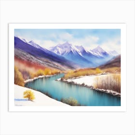 Majestic Mountain Peaks in Winter Art Print