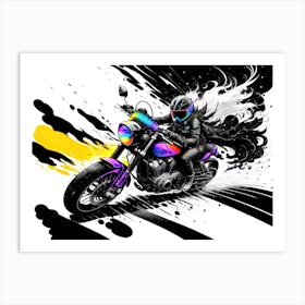 Girl Riding A Motorcycle Art Print