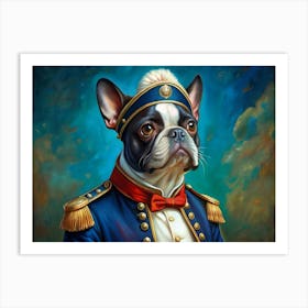 French Bulldog Dressed In A Naval Officer Uniform Art Print