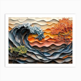 Waves And Trees Art Print