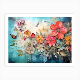 Vintage Bright Flowers 17 Art Print