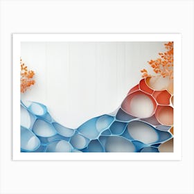 Smooth Blue And Gradient Red Curves Intertwine On A White Canvas With A Glossy Art Print