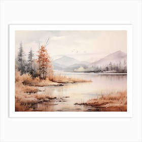 A Painting Of A Lake In Autumn 24 Art Print