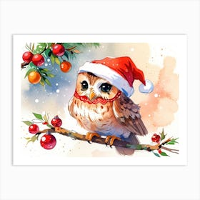 Christmas Owl Art Print