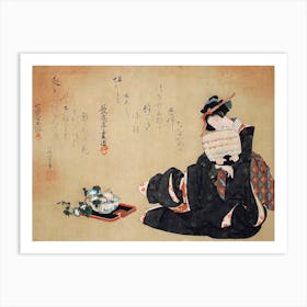 Woman With Morning Glories, Katsushika Hokusai 1 Art Print
