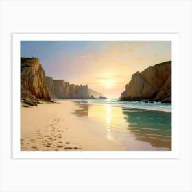 Morning Light At Porthcurno Art Print