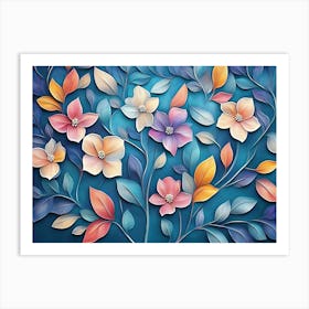 Multicolor Flower With Leaves Art Print