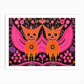 Vampire Bat Folk Style Animal Illustration Art Print